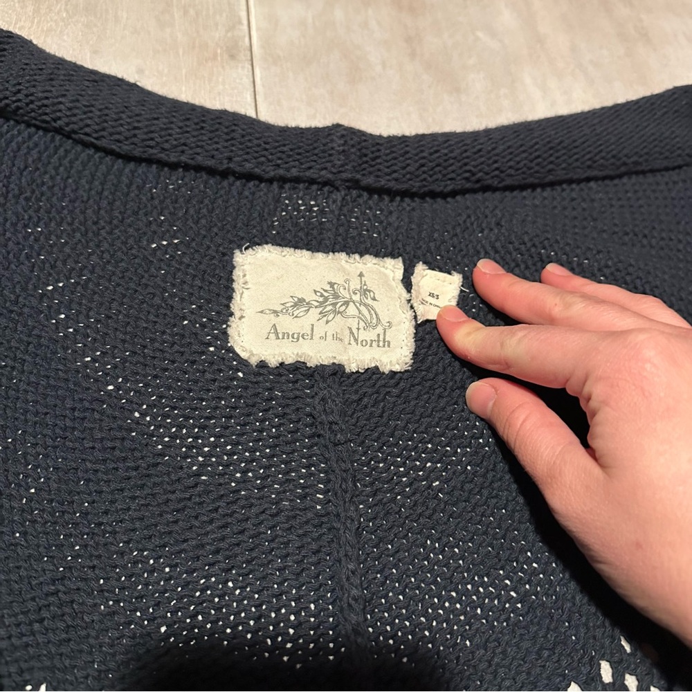 Anthropologie Angel Of The North Navy Wide Knit Cape Cardigan View 4